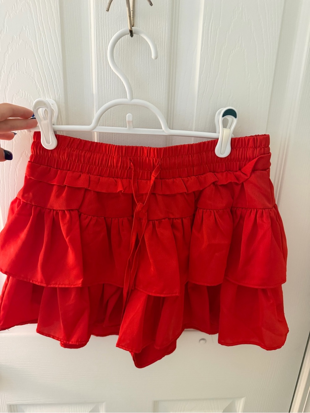 Red Tiered Ruffle Mini Skirt